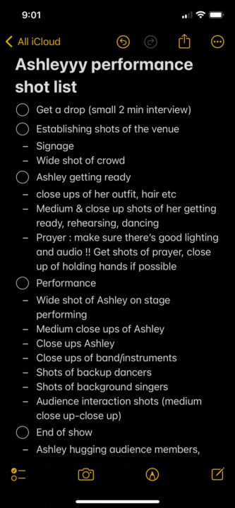 Shot List Challenge