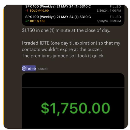 💰 Wasi Just made $1,750 from trading 1DTE in ONE MINUTE!