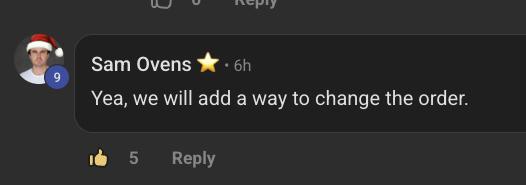 Endlich - Reihenfolge der Communities 