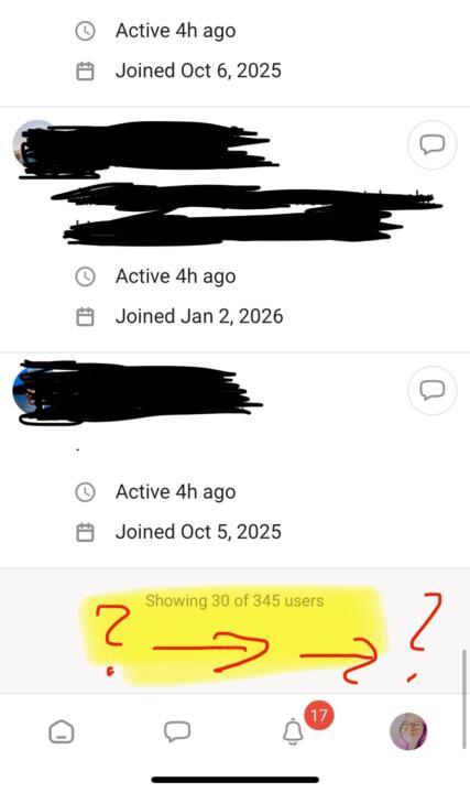 Aktuell werden nur noch 30/5007 Members angezeigt