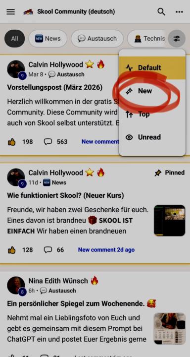  Post Sortierung in Skool 🥰