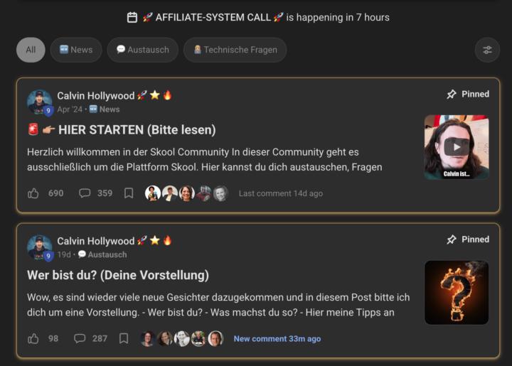 Neue Darstellung der "Pinned Posts (Darkmode) 