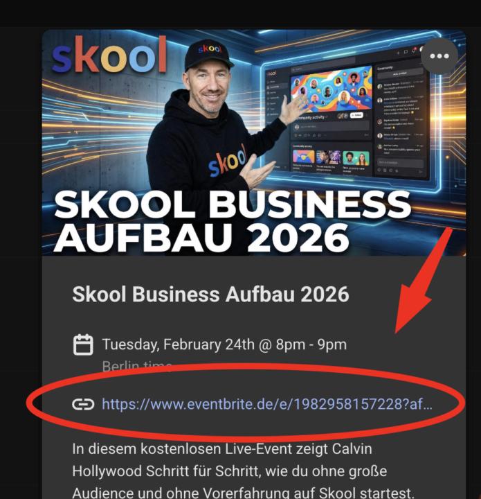 Neues Onlineevent (Skool Businessaufbau 2026) 