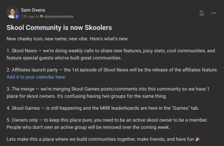WOW - Große Änderungen im Skool Game 