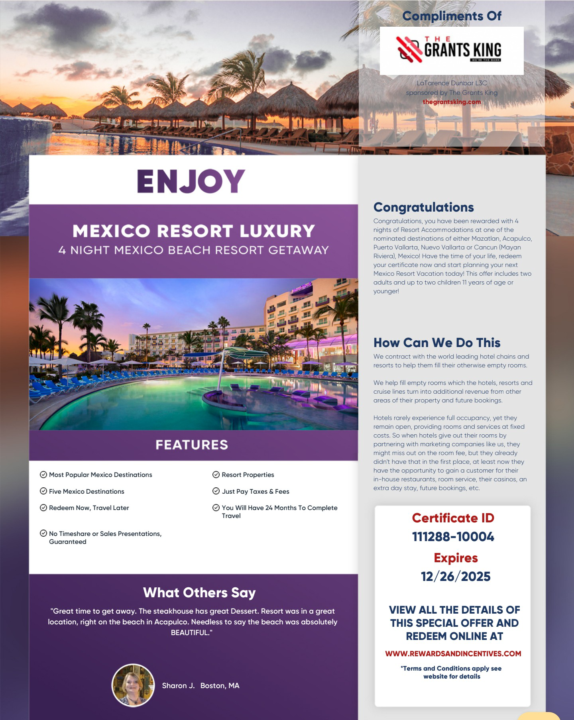 Book a meeting get a Vacation to Mexico 