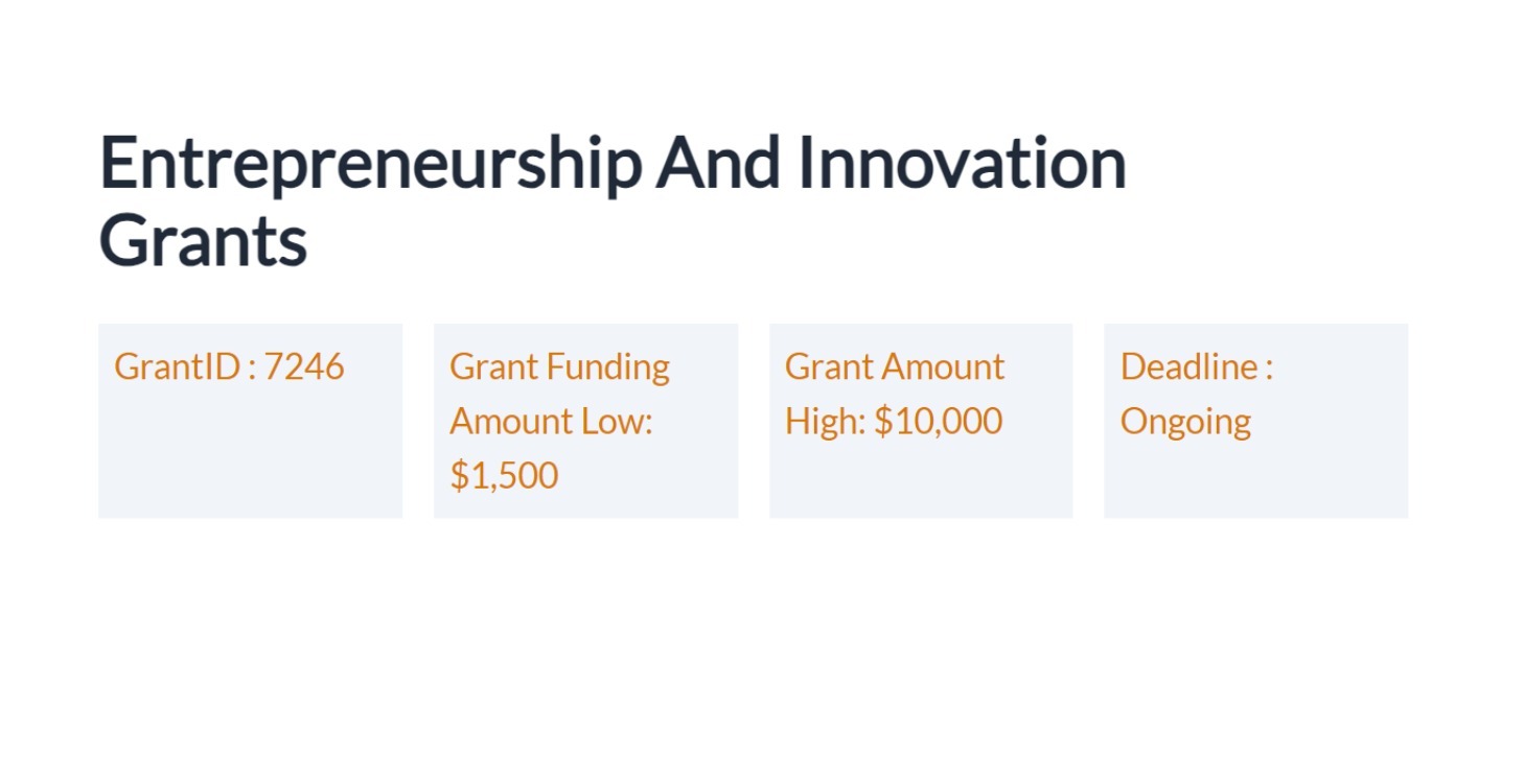 ⁠Entrepreneurship And Innovation Grants