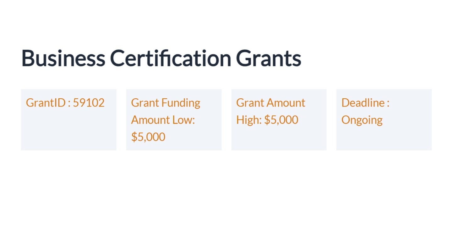 Business Certification Grants