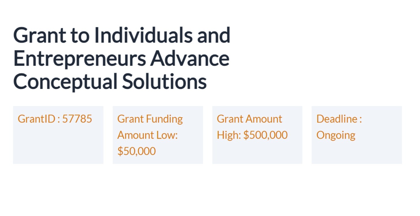 Innovation Solutions Grant for Entrepreneurs