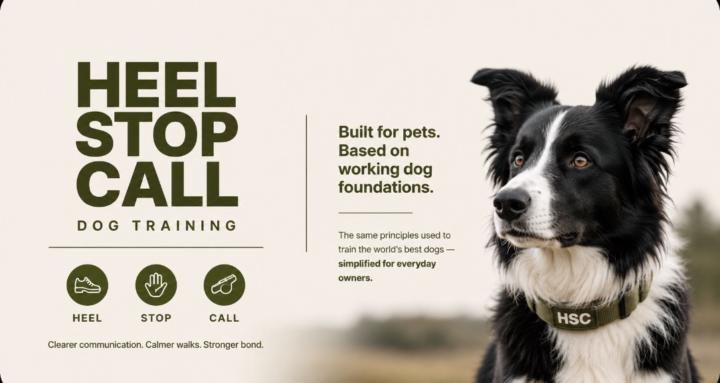 HEEL STOP CALL DOG TRAINING 