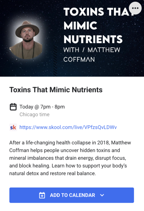 Tonight's Call 4/9 - Toxins That Mimic Nutrients & Detoxing 