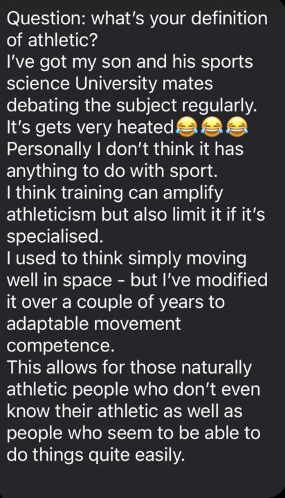 Question on athleticism 