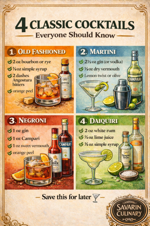 🍸 4 Classic Cocktails Everyone Should Know
