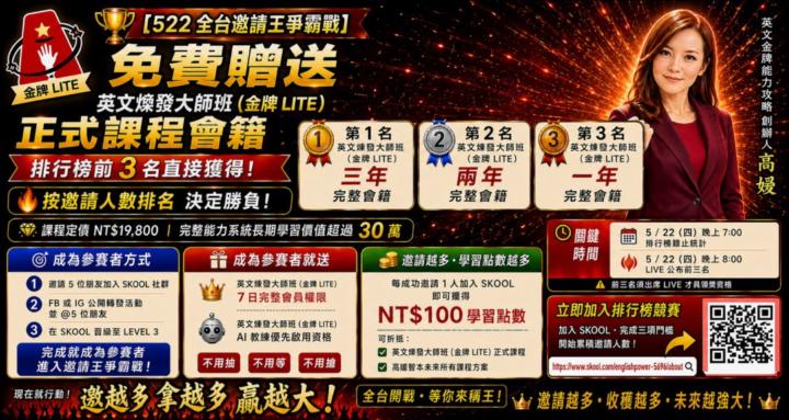 我要英文力｜英文健檢中心（高嫚智本）2026/4/10成立