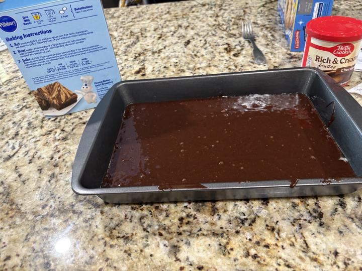 Box brownies with frosting 