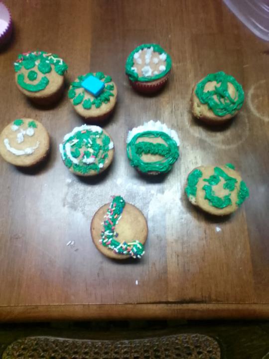 Mother son baking and decorating