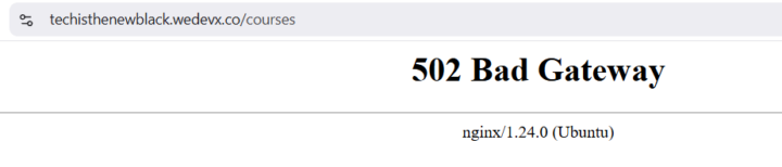 https://techisthenewblack.wedevx.co/ > 502 Bad Gateway 