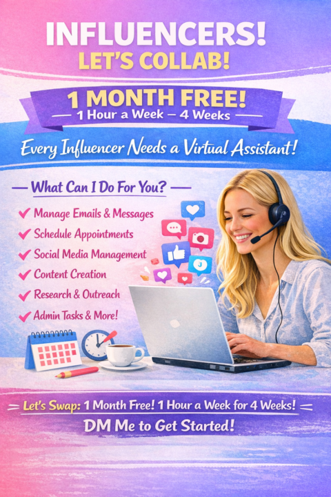  Calling all new influencers!  Try our services for 1 month FREE 