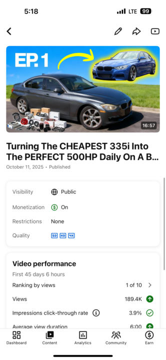 Here’s what YT paid me for 180k views!! 