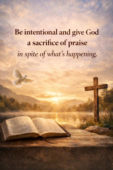 Be intentional and give God a sacrifice of praise in spite of what's happening 