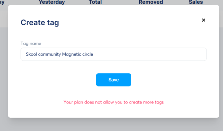Cant create more tags