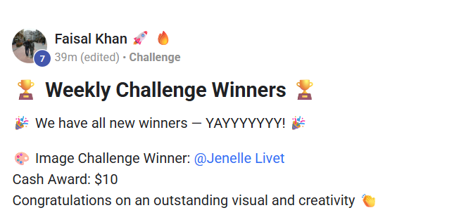 I won another weekly challenge 