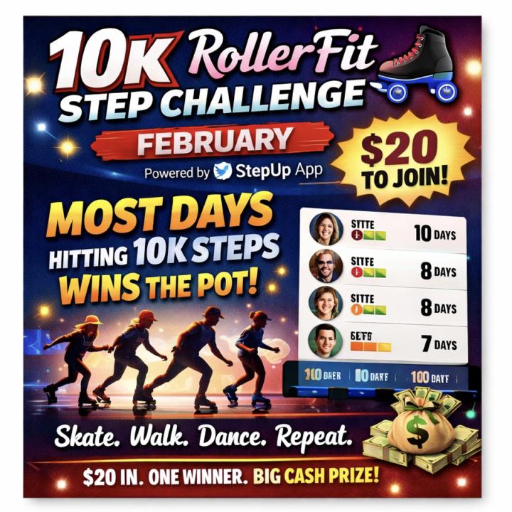 🛼 10K RollerFit Step Challenge – FEBRUARY 🔥
