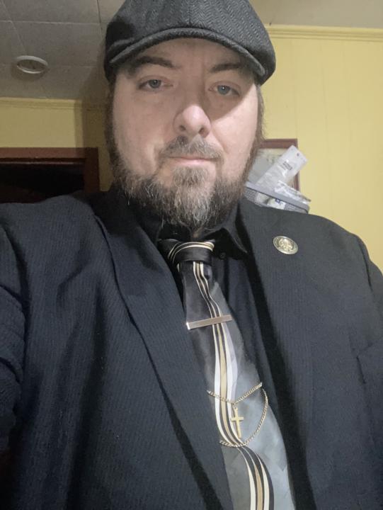 Black and gold stripe suit today