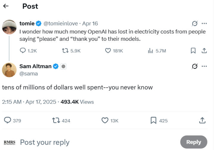 Do you say 'thank you" and "please" to ChatGPT? 