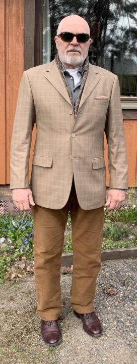 OOTD 23 April My casual Classic Timeless menswear in tobacco beige and green