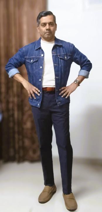 Neoclassic styling with denim 