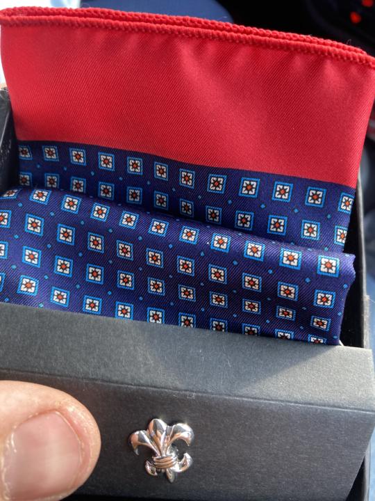 New pocket square and coat lapel