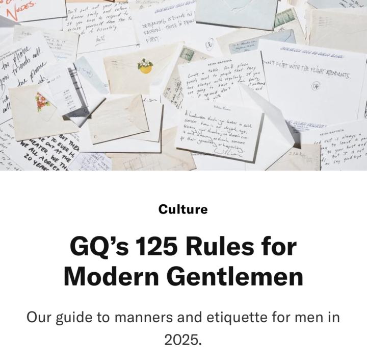 GQ’s Rules for Modern Gentlemen