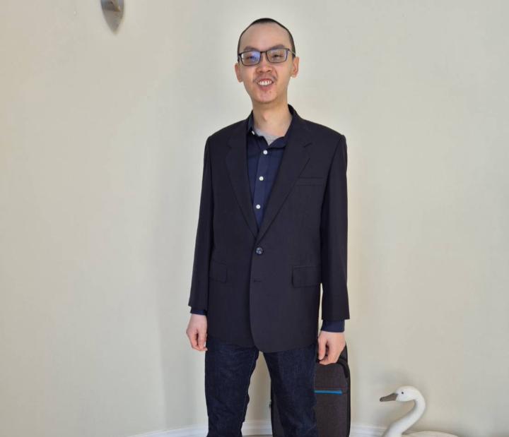 Wearing my dad's bespoke suit from 1990