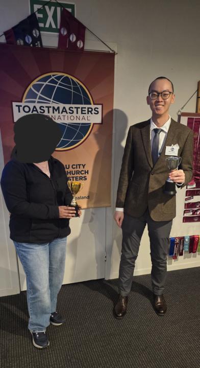 Won most enjoyable speaker at Toastmasters yesterday night