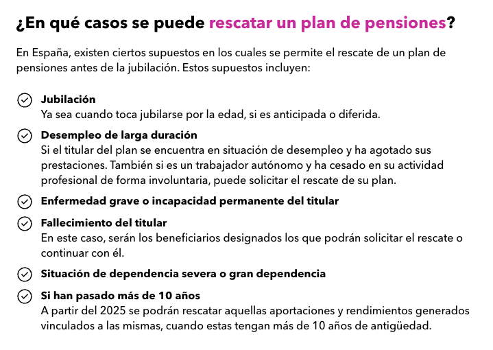 ¿Cuándo se puede rescatar un plan de pensiones?