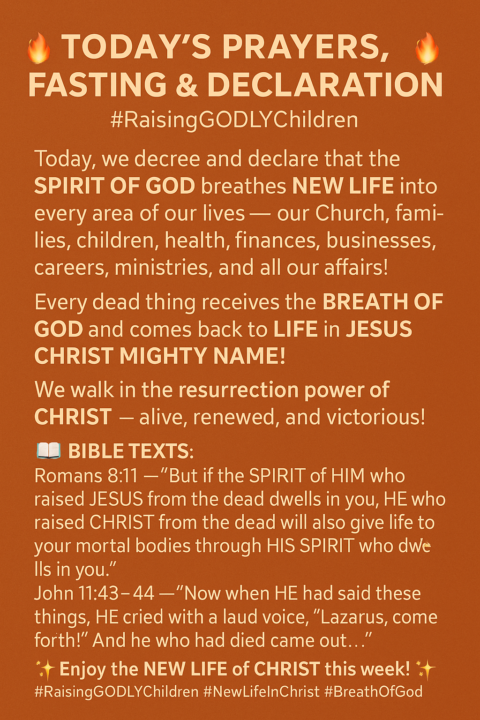 🔥 TODAY’S PRAYERS, FASTING & DECLARATION 🔥