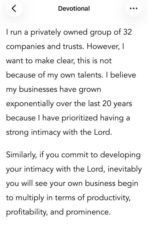 Intimacy with the Lord directly affects your business 