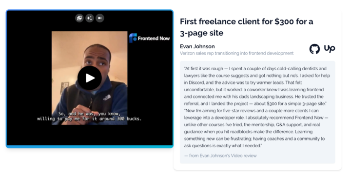 🔥 Student Win: From Sales Rep to First Freelance Client in Frontend Development