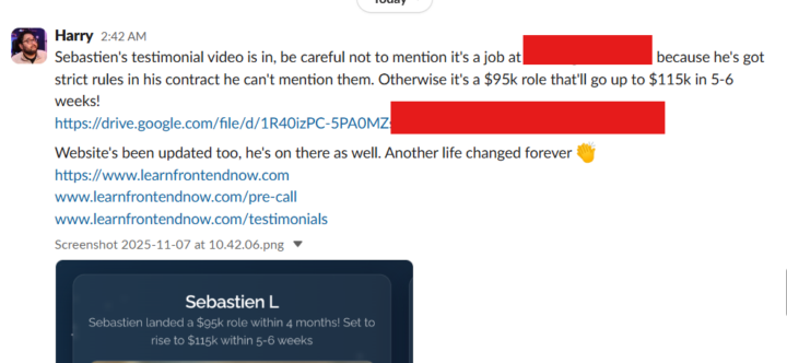 💥 Another Frontend Now student changed their life