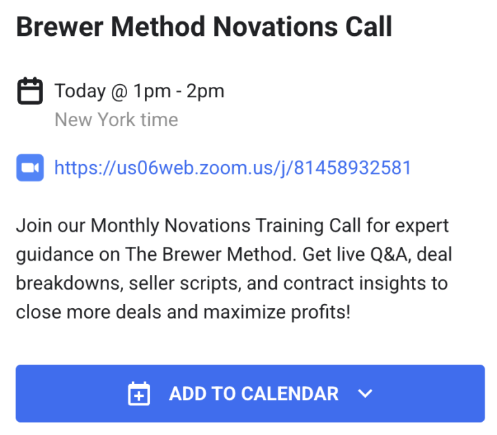 Novations Training Call Today at 1 PM (EST)!