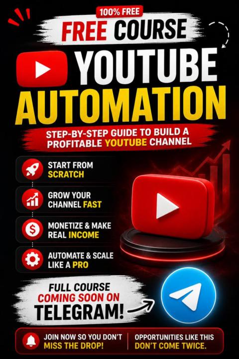 I’ll be dropping a FREE YouTube Automation course on my Telegram channel soon.