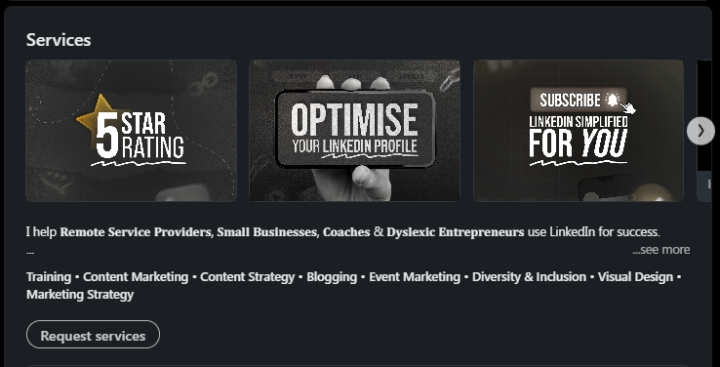 Is the Service Section Thumbnail Only a LinkedIn Premium Feature?