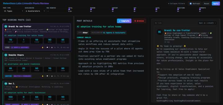 LinkedIn post scoring for your commenting strategy. What would you track? 