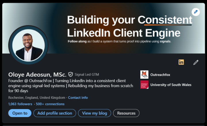 I changed my LinkedIn banner, this is a small step but a crucial one for me.
