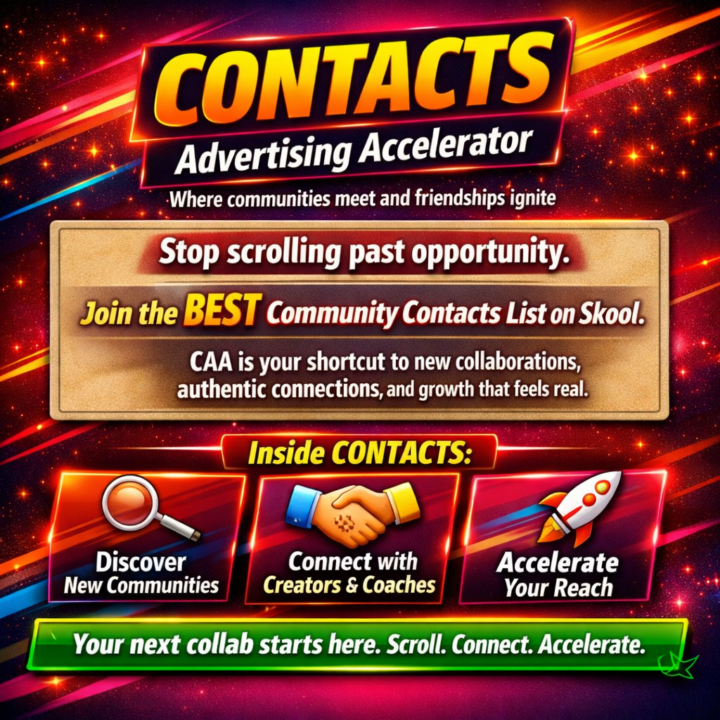 ⚡ Scroll. Connect. Accelerate. BEST contacts list on Skool