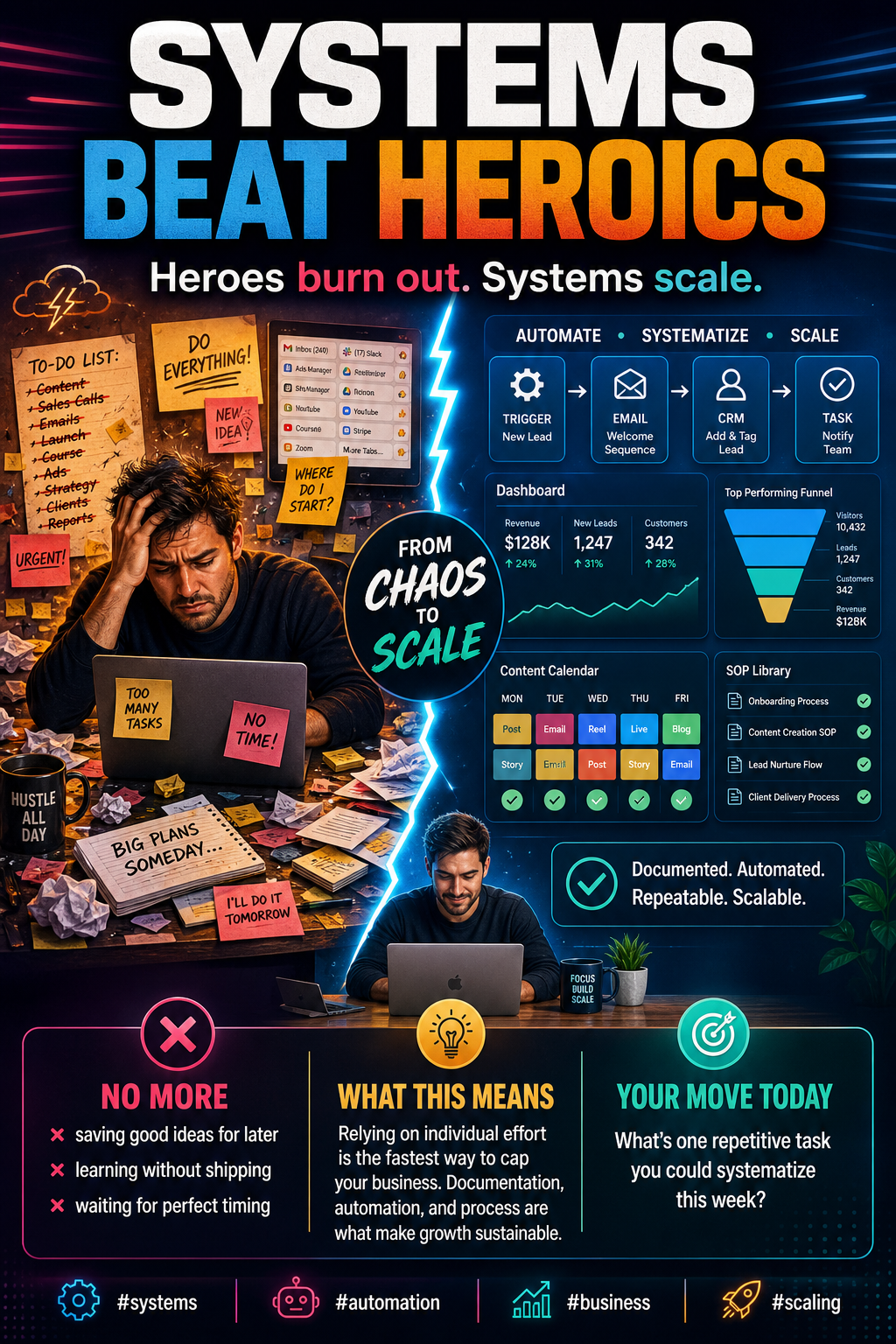 Systems Beat Heroics · Advertise Business Club