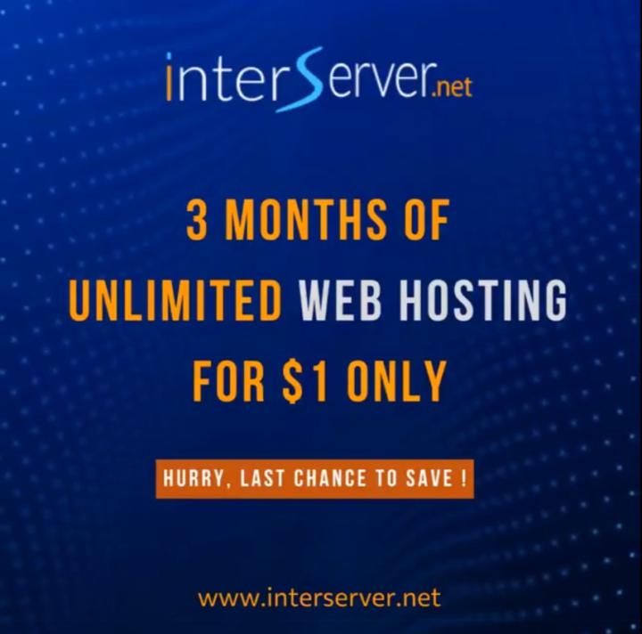 InterServer $1 For 3 Months Unlimited Hosting Deal