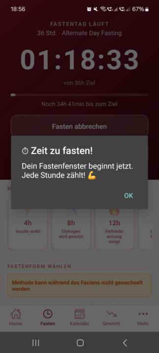 Erinnerung Fasten