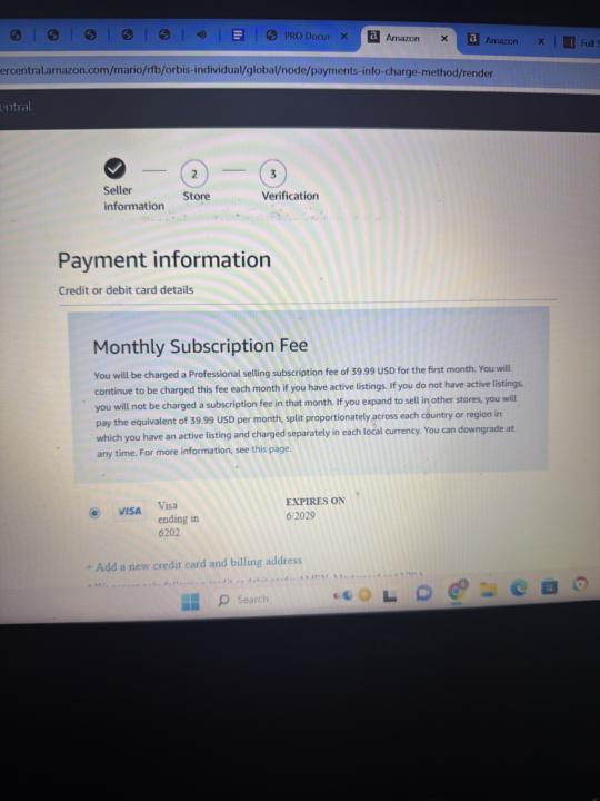 Subscription for Amazon Seller account 