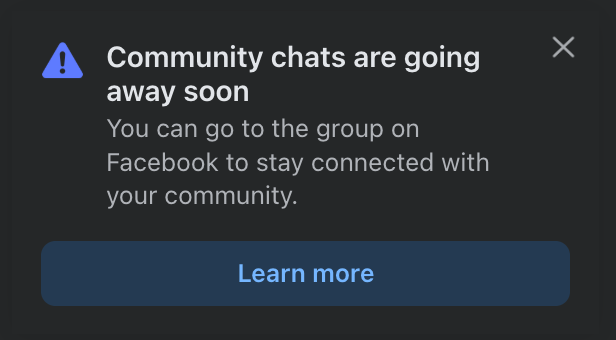 Facebook deleting community chats
